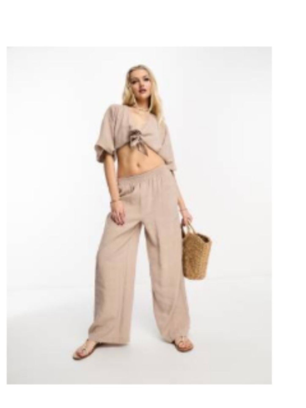ASOS Beige Wide-Leg Pants
